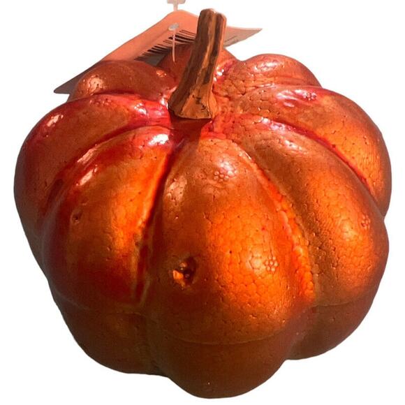 PUMPKINS Lot Of 2 Adorable Little Shiny Orange Pumpkins - Picture 2 of 9